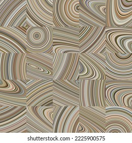 Cropped curving stripe segments assembled into muted colored patchwork pattern