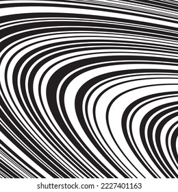 Cropped elliptical paths with monochrome fills creating 3D feel modern, striped pattern
