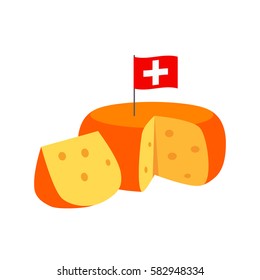 cropped head of Swiss cheese. flat vector illustration isolated on white background