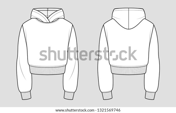 Download Cropped Hoodie Mockup Template Stock Vector Royalty Free 1321569746 PSD Mockup Templates