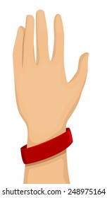 Cropped Illustration of an Arm Wearing a Red Baller Bracelet