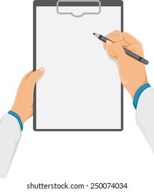 Cropped Illustration of a Doctor Writing Something on His Clipboard
