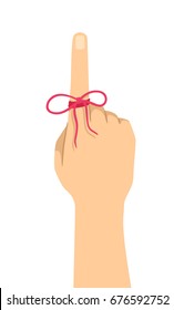 Cropped Illustration Featuring a Hand With the Index Finger Wrapped With a Red Thread