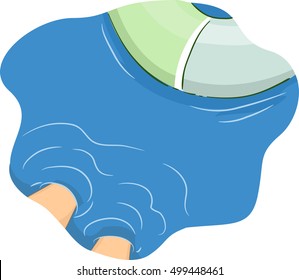 Cropped Illustration of a Man with His Feet Submerged in Deep Blue Waters