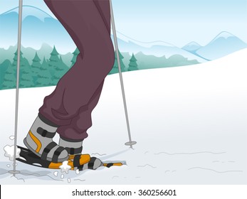 Cropped Illustration of a Man Trekking a Snowy Mountain