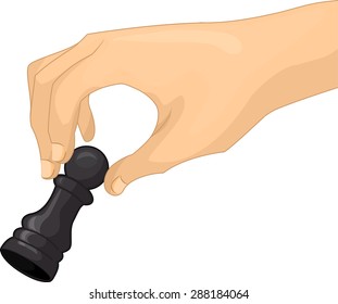 Cropped Illustration of a Person Holding a Chess Pawn
