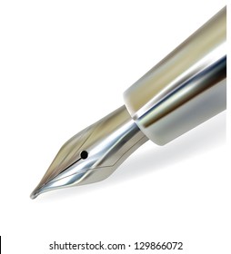 Cropped Illustration of a Silver Fountain Pen