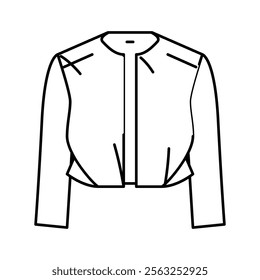 cropped jacket outerwear female line icon vector. cropped jacket outerwear female sign. isolated contour symbol black illustration