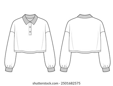 Cropped polo shirt fashion illustration.