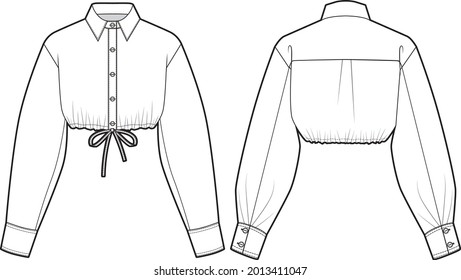 Cropped Shirt. Fashion vector sketch