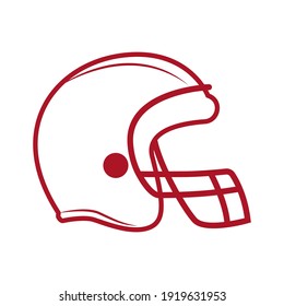 Cropped silhouette of a football player's helmet. American football player helmet icon. Vector illustration.