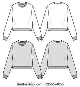 CROPPED SWEATSHIRTS fashion flat sketch template