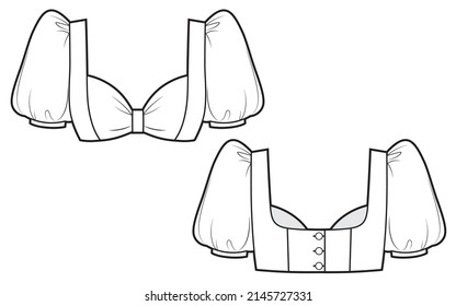 Cropped top with short puffy blouson sleeves
