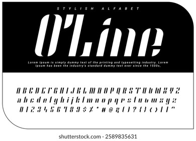 Cropped typography, set of uppercase letters and numbers, alphabet