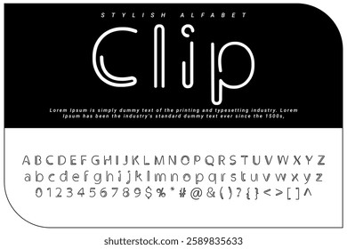 Cropped typography, set of uppercase letters and numbers, alphabet