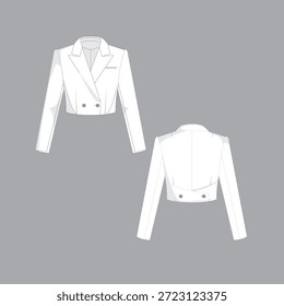 Cropped Womens Blazer Chaqueta de doble botonadura patrón Blazer