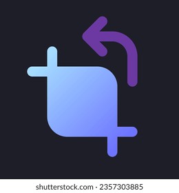 Cropping flat gradient fill ui icon for dark theme. Video file editing software. Remove image part. Pixel perfect color pictogram. GUI, UX design on black space. Vector isolated RGB illustration