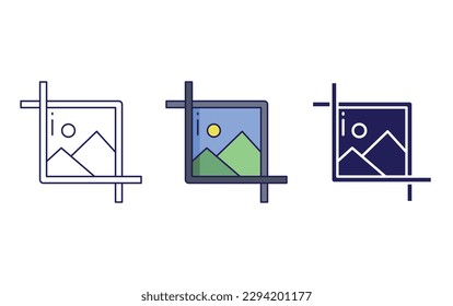 Cropping line and solid illustration icon