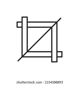 Cropping tool in graphic design icon. High quality black vector illustration.
