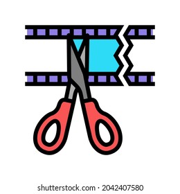cropping video color icon vector. cropping video sign. isolated symbol illustration