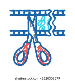 cropping video doodle icon sketch vector. cropping video sign. isolated symbol illustration