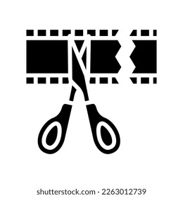 cropping video glyph icon vector. cropping video sign. isolated contour symbol black illustration