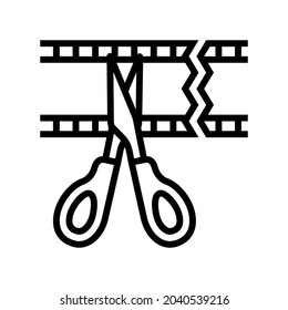 cropping video line icon vector. cropping video sign. isolated contour symbol black illustration