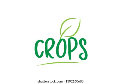 crops green word text with leaf suitable for icon, badge or typography logo design