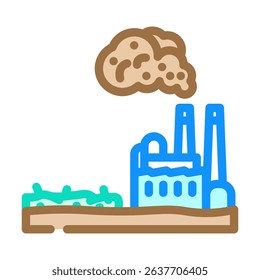 crops growing near plant chemical pollution color icon vector. crops growing near plant chemical pollution sign. isolated symbol illustration