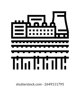 crops growing near plant chemical pollution line icon vector. crops growing near plant chemical pollution sign. isolated contour symbol black illustration