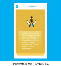 Crops in hands  mobile vertical banner design design. Vector