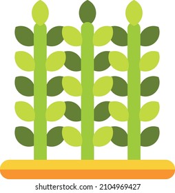 Crops icon. Green plants growing from soil ground