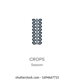 Crops icon. Thin linear crops outline icon isolated on white background from season collection. Line vector sign, symbol for web and mobile