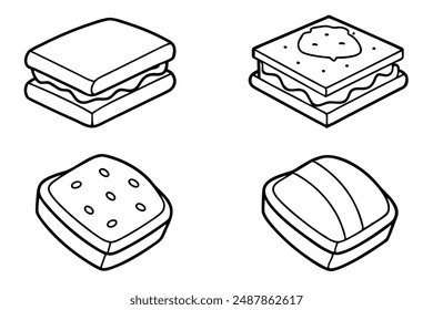 Croque Monsieur Line Art Design Illustration Hand Drawn Artwork