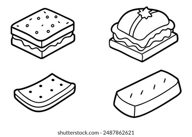 Croque Monsieur Line Art Design Artwork Hand Drawing Illustration