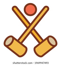 Croquet crossed mallet icon. Outline Croquet crossed mallet vector icon for web design isolated on white background