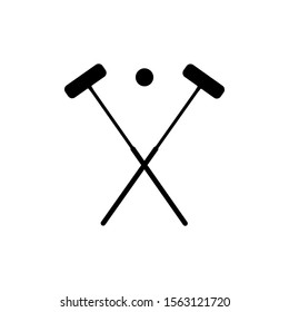 croquet game symbol. vector icon in white