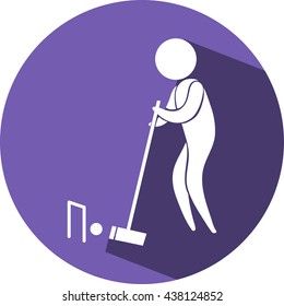 Croquet Icon On Blue Badge Illustration