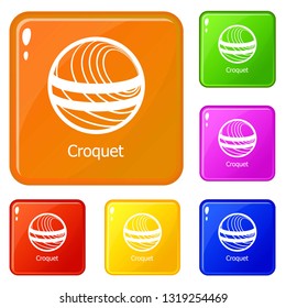 Croquet icons set collection vector 6 color isolated on white background
