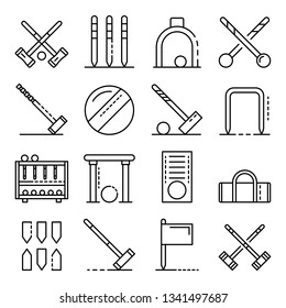 Croquet icons set. Outline set of croquet vector icons for web design isolated on white background