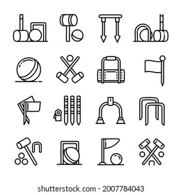 Croquet icons set. Outline set of croquet vector icons for web design isolated on white background