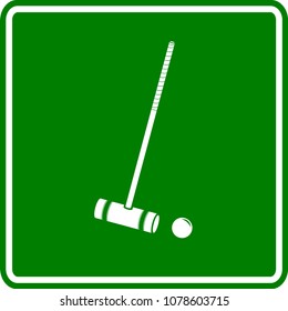 croquet mallet and ball sign