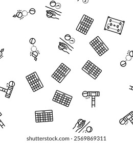 croquet mallet game ball vector seamless pattern thin line illustration