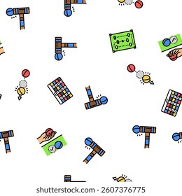 croquet mallet game ball vector seamless pattern thin line illustration