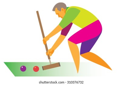 Croquet player.Man