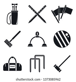 Croquet sport icons set. Simple set of croquet sport vector icons for web design on white background