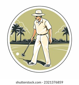 Croquet sport professional league team retro symbol. Outdoor sports activities. cartoon vector illustration, isolated background, label, sticker 