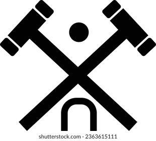 croquet wood mallet icon. croquet sign. croquet equipment symbol. flat style.