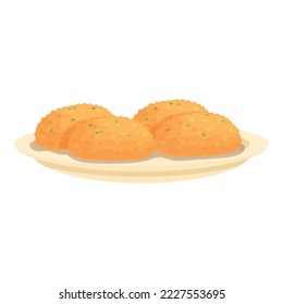 Vector de dibujos animados de iconos de croquette. Cocina de pescado. Comida de queso