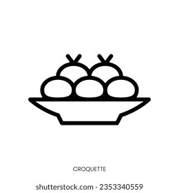 croquette icon. Line Art Style Design Isolated On White Background